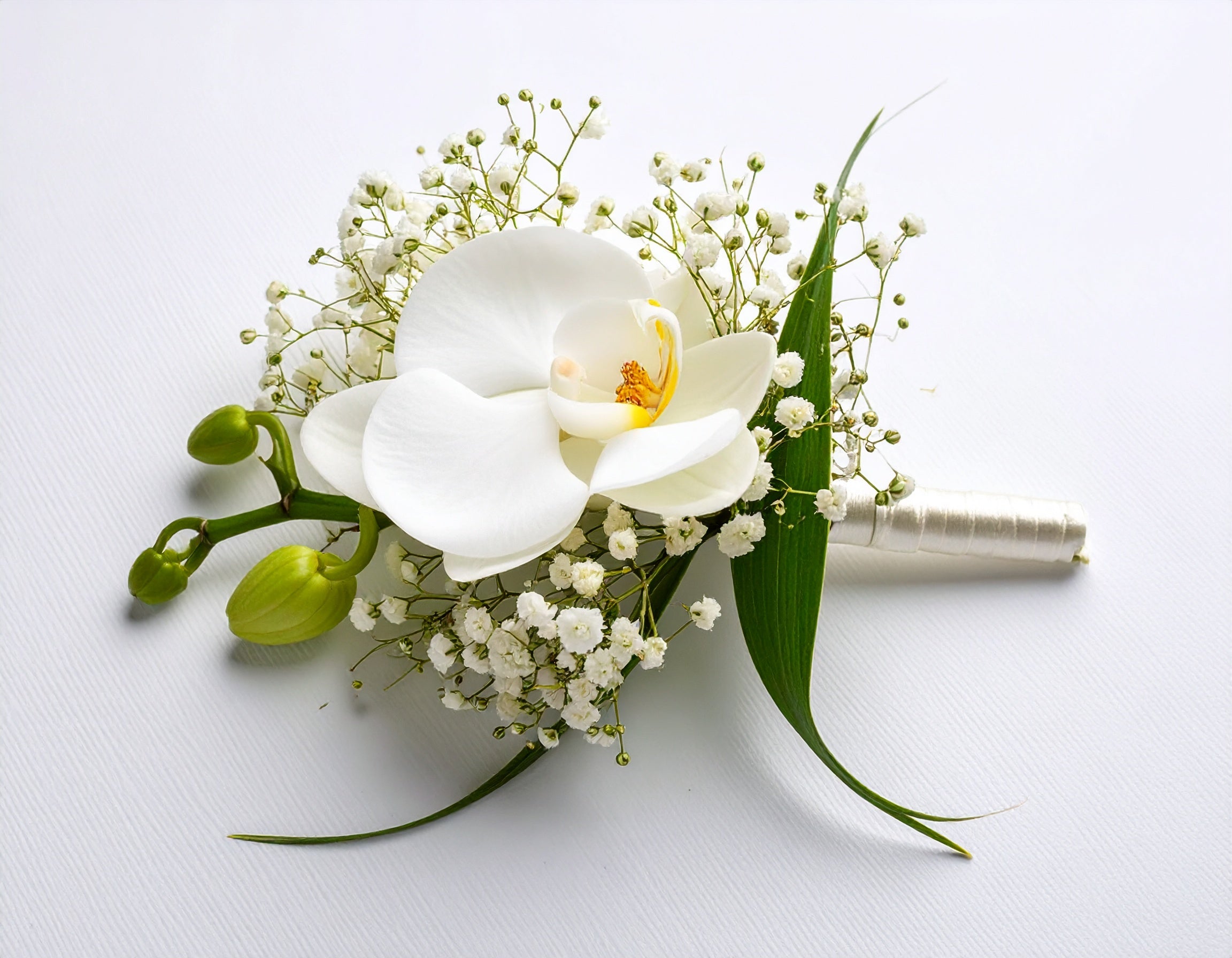 WHITE ORCHID GROOM BOUTONNIERE