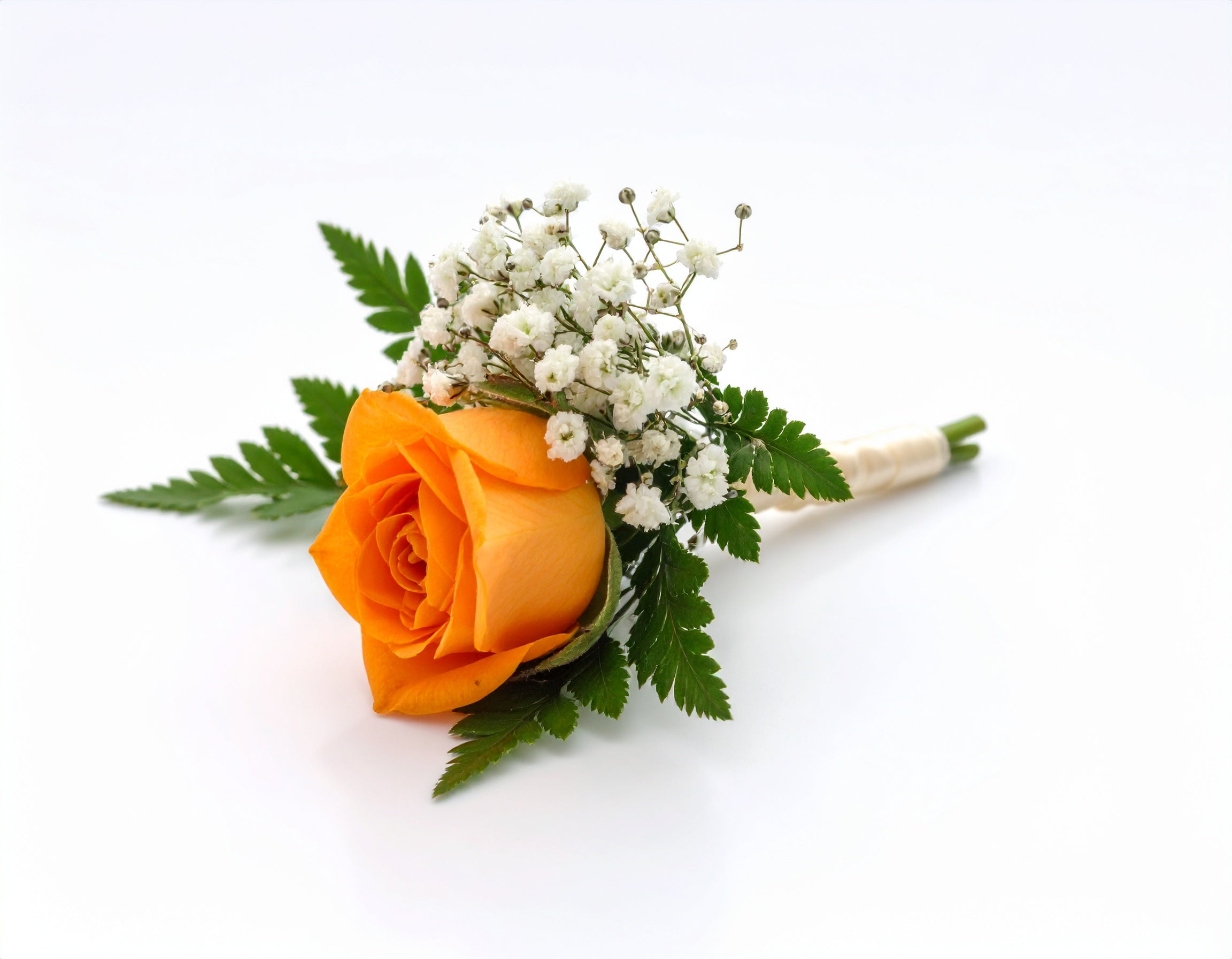 ORANGE ROSE GROOM BUTTONHOLE