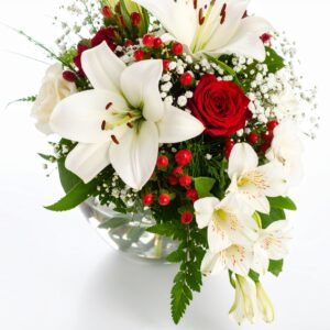ROSE, LILY & ORCHID WEDDING CENTREPIECE